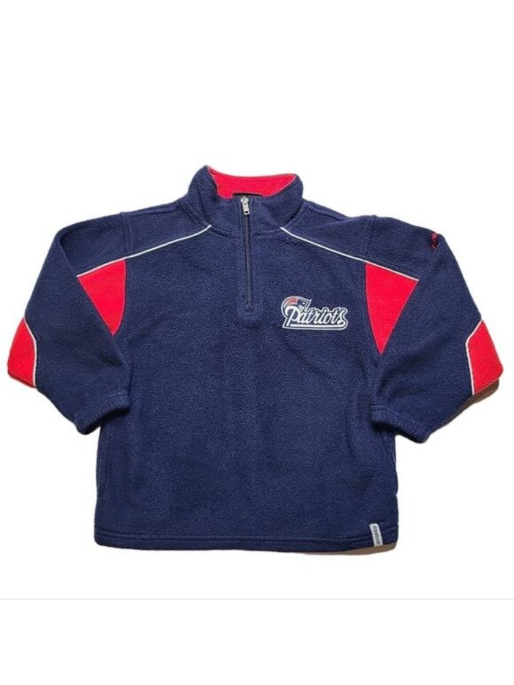 Reebok New England Patriots Fleece Jacket Boys M 8 Quarter Zip NFL Navy Red